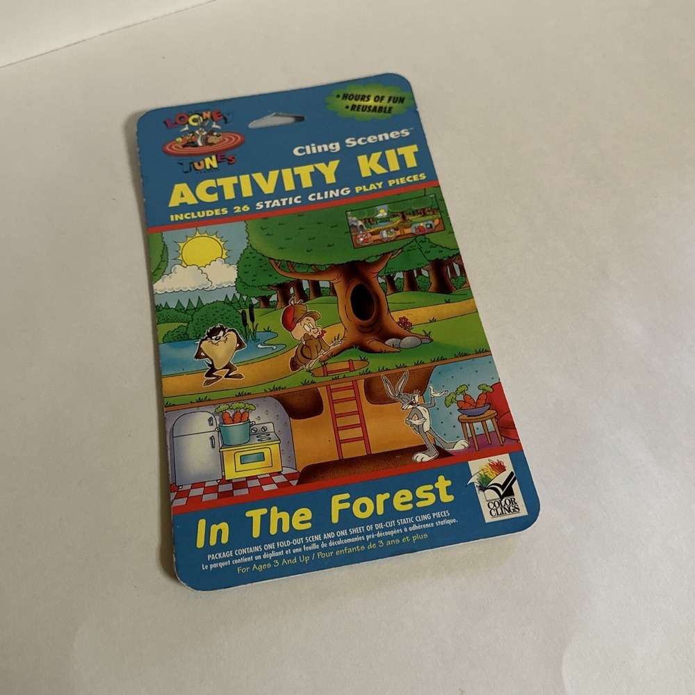 1996 Looney Tunes Cling Scenes Activity‎ Kit In the Forest Bugs Bunny vintage